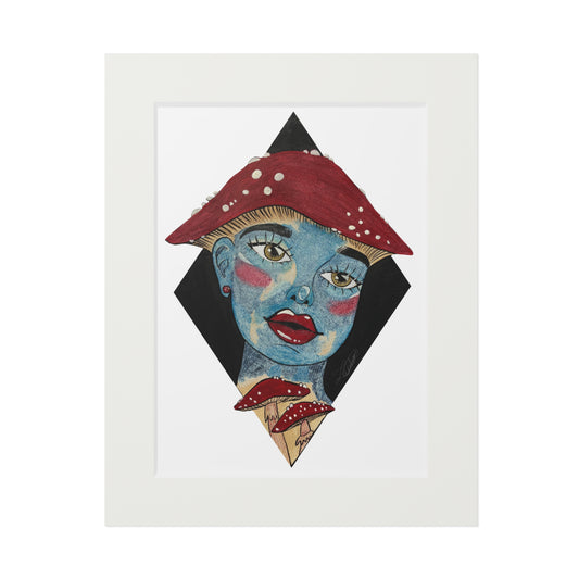 Mushroom Girl Fine Art Print with Paper Mat Frame