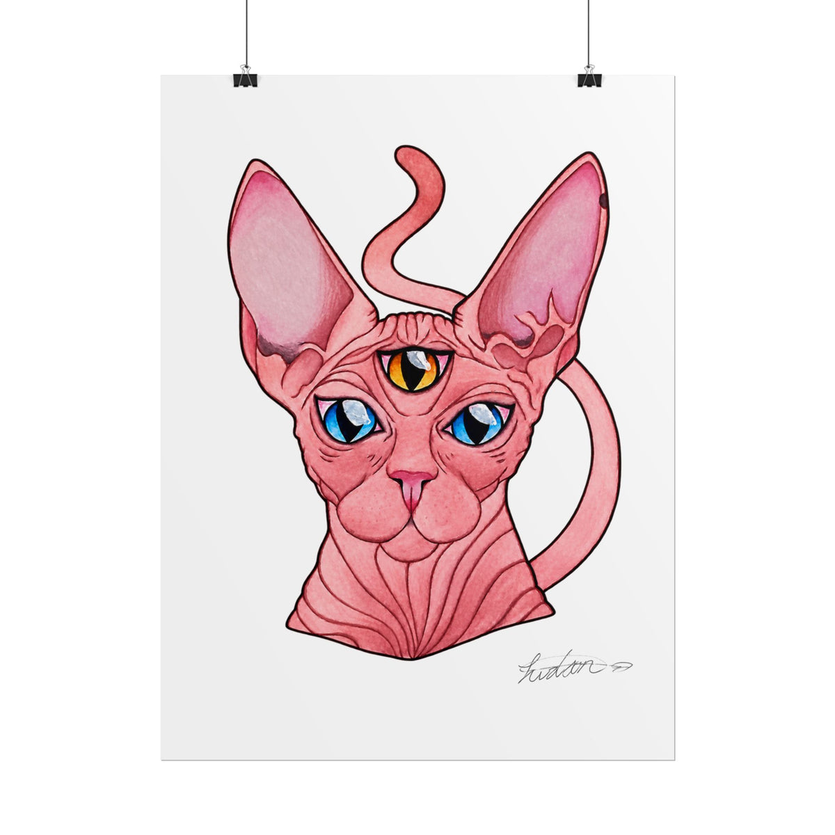 Pink Three-Eyed Cat Rolled Poster