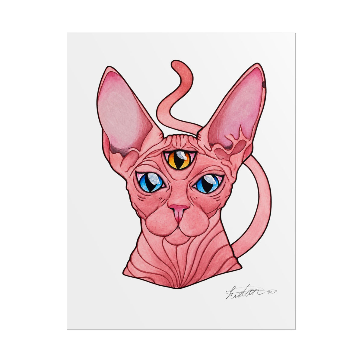 Pink Three-Eyed Cat Rolled Poster