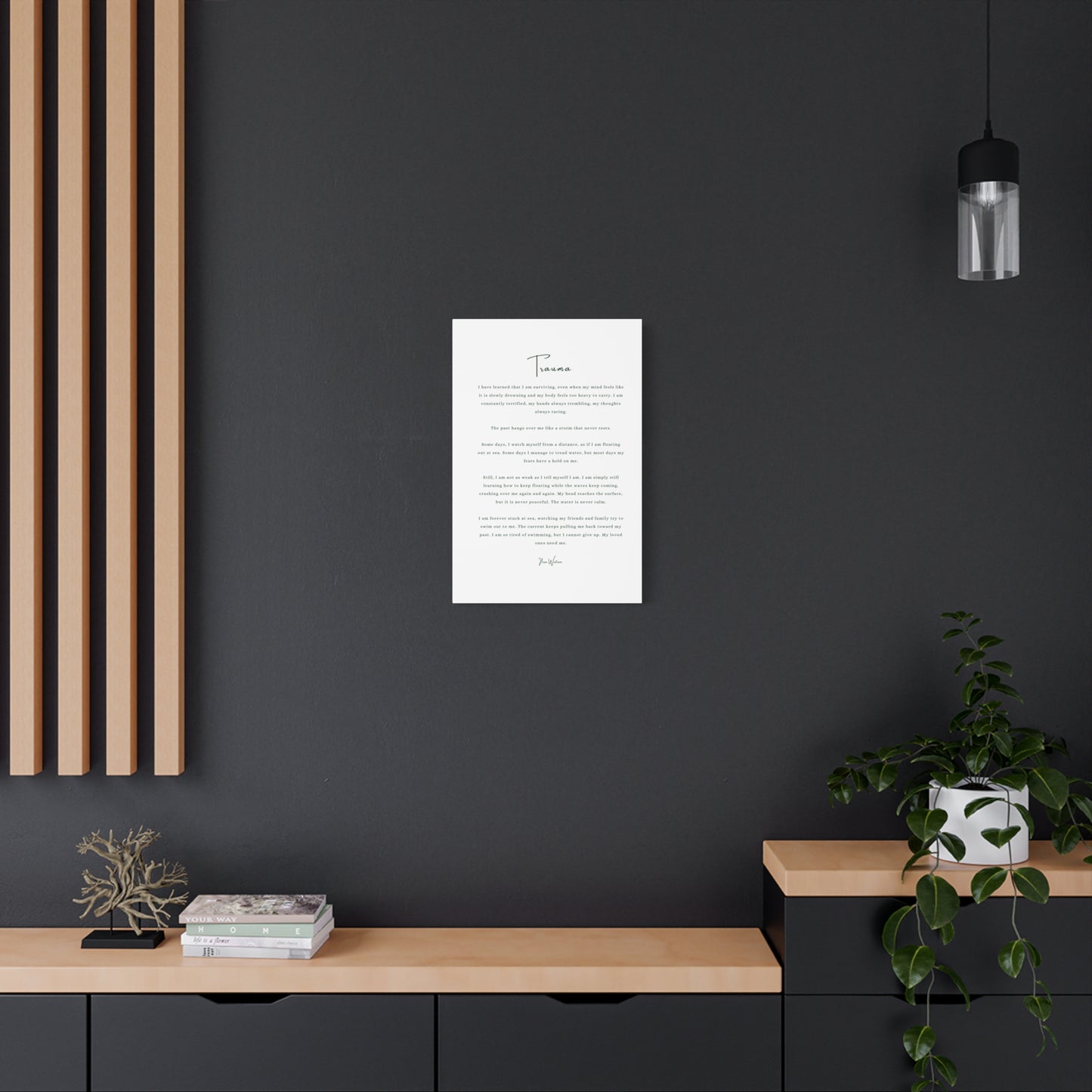 Trauma-Gedicht mattes Leinwandbild – aufgespannt, 3,18 cm Wandkunst