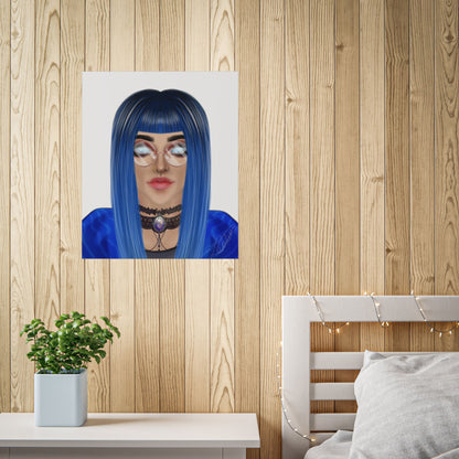 Blue-Haired Gothic Woman Unframed Poster