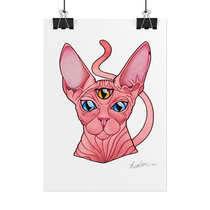 Pink Three-Eyed Cat Rolled Poster