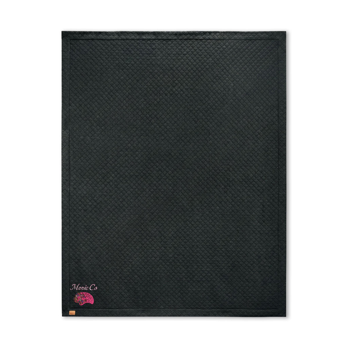 Dark Grey Heather Quilted Embroidered Blanket