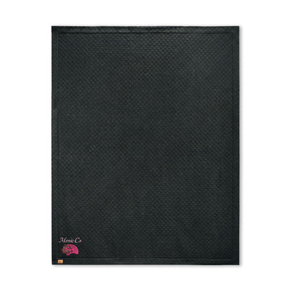 Dark Grey Heather Quilted Embroidered Blanket