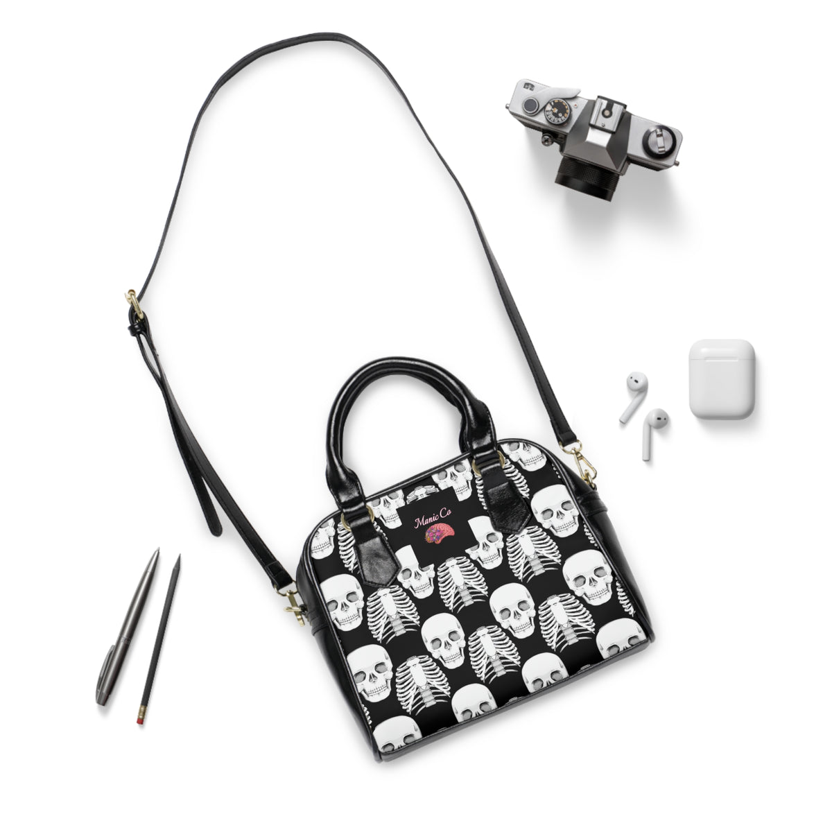Black Skull Shoulder Handbag