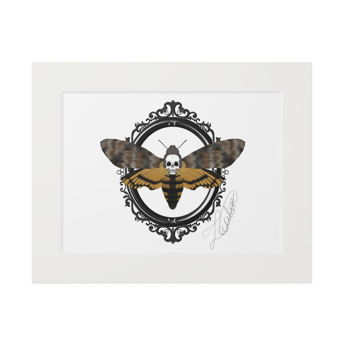 Death Moth Fine Art Print with Paper Mat Frame