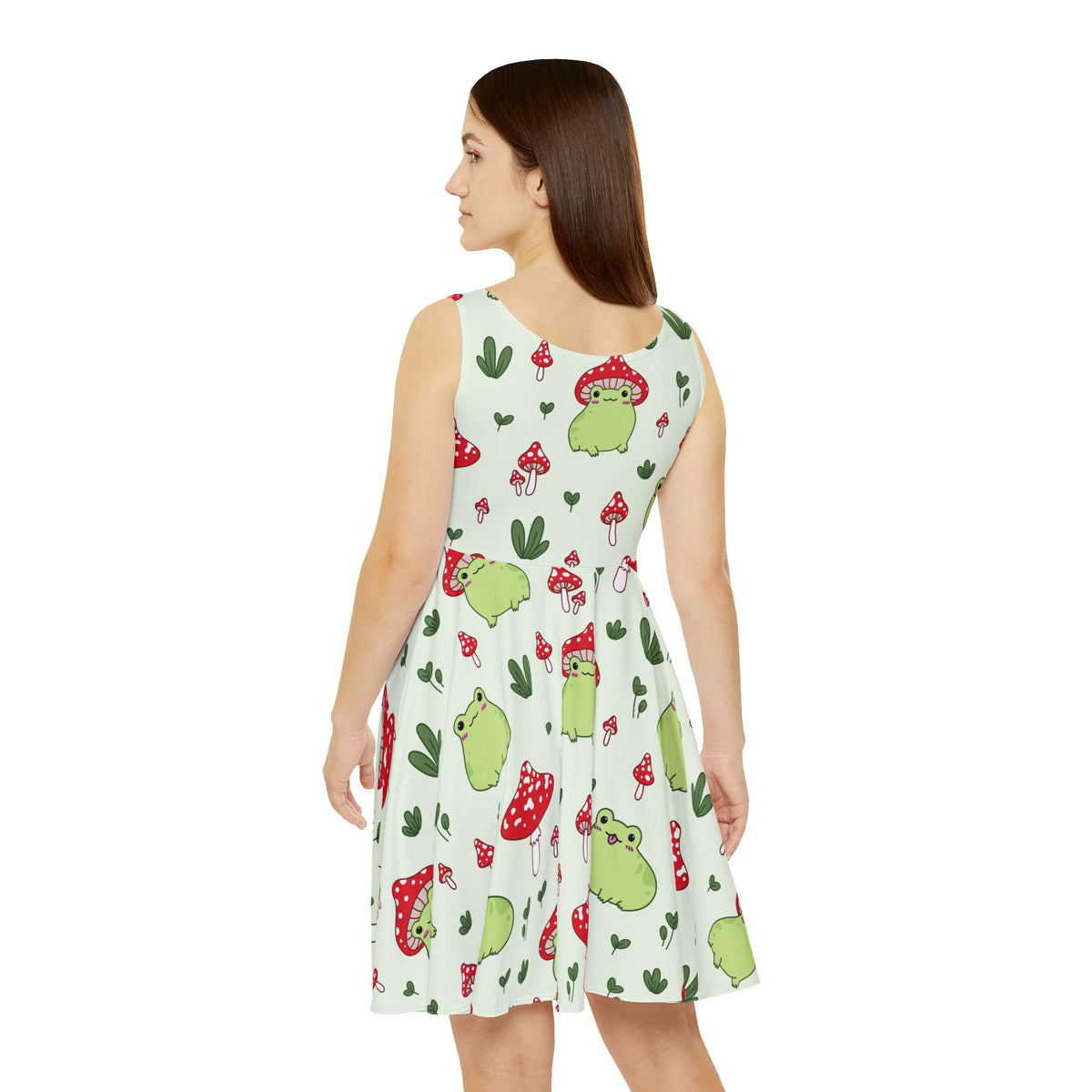 Mushroom Frog All-Over Print Skater Dress