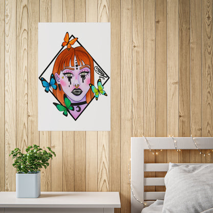 Vibrant Gothic Butterfly Woman Wall Art