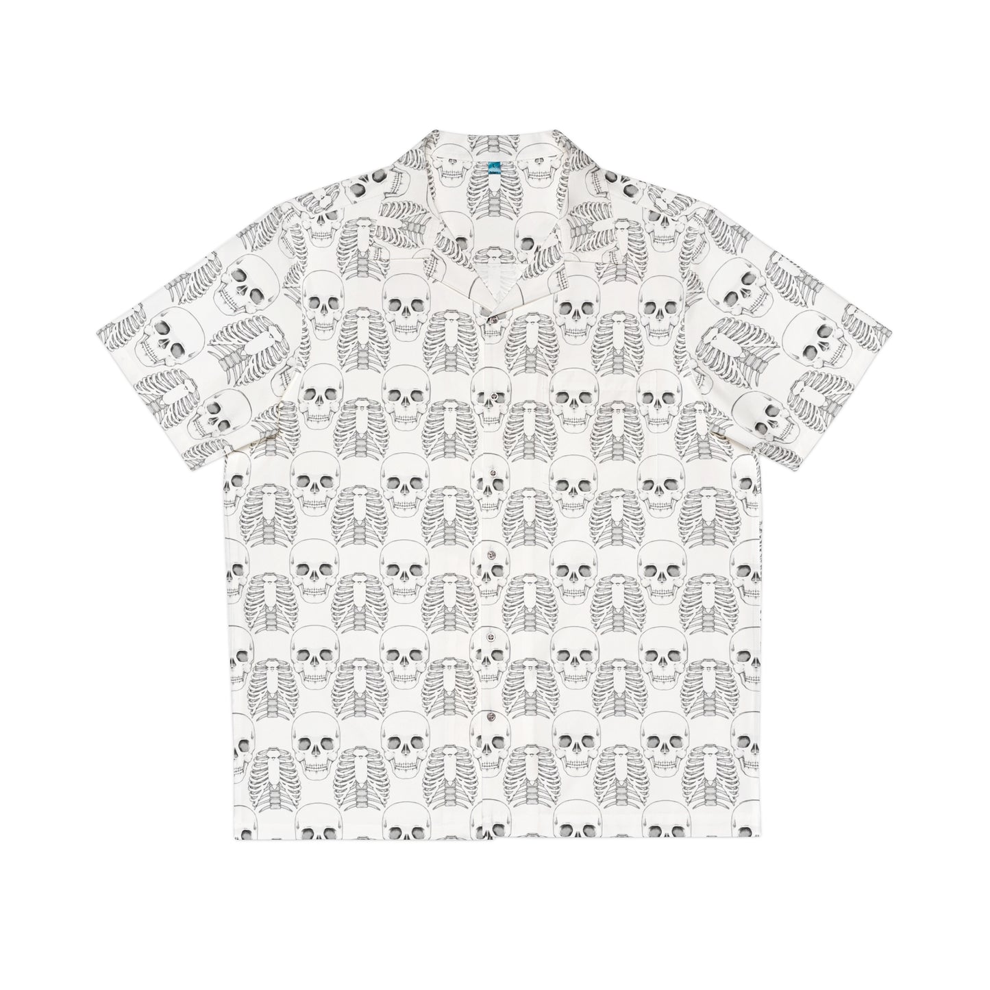 Skizzierter Totenkopf Hawaiihemd – All-Over-Print Strandhemd für Herren