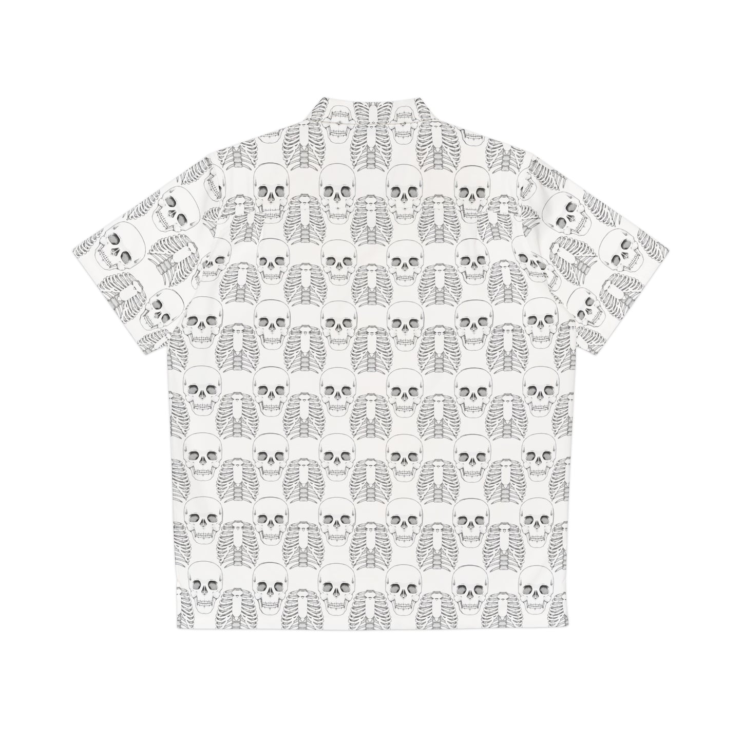 Skizzierter Totenkopf Hawaiihemd – All-Over-Print Strandhemd für Herren