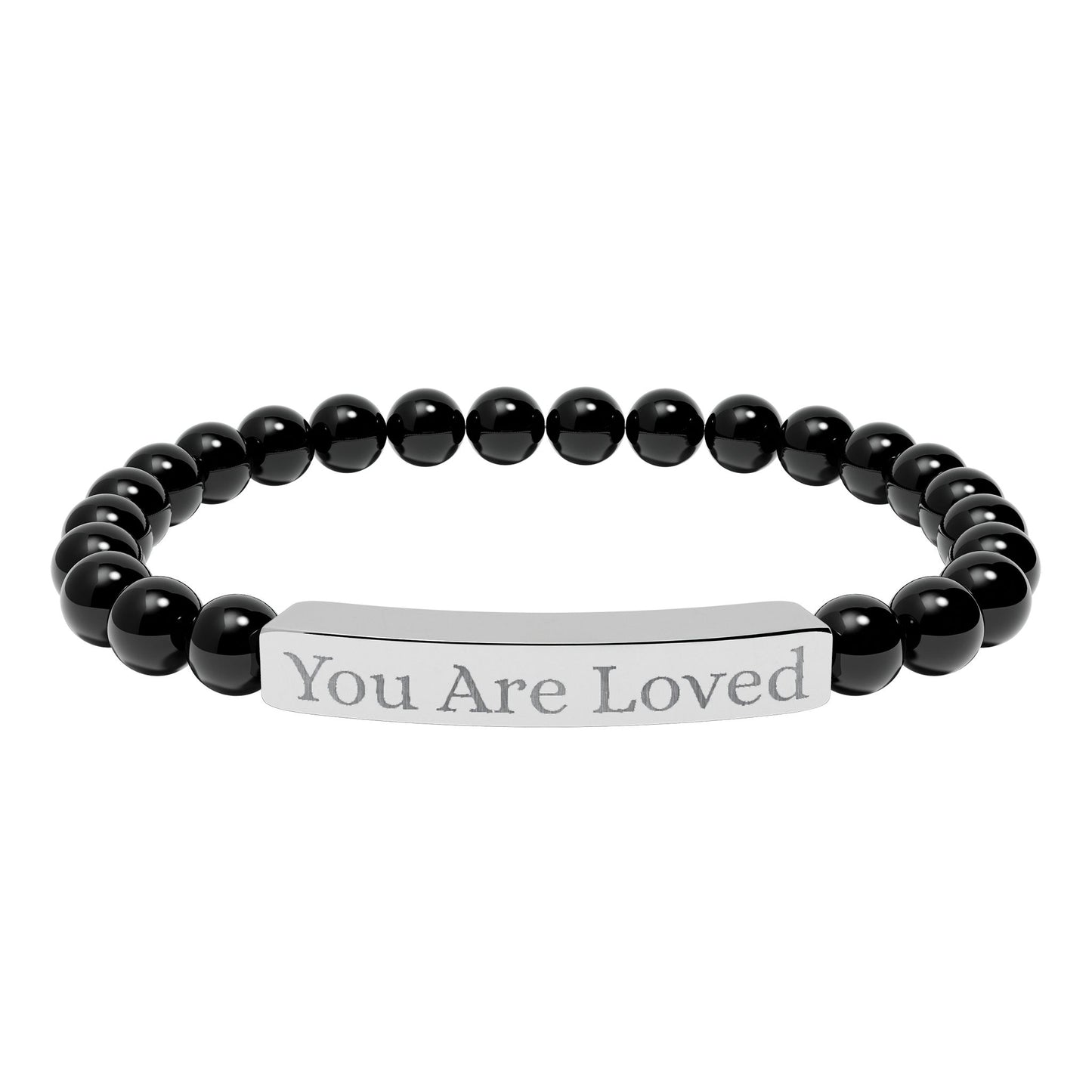 Natural Stone Stretch Bar Bracelet (Engraving)