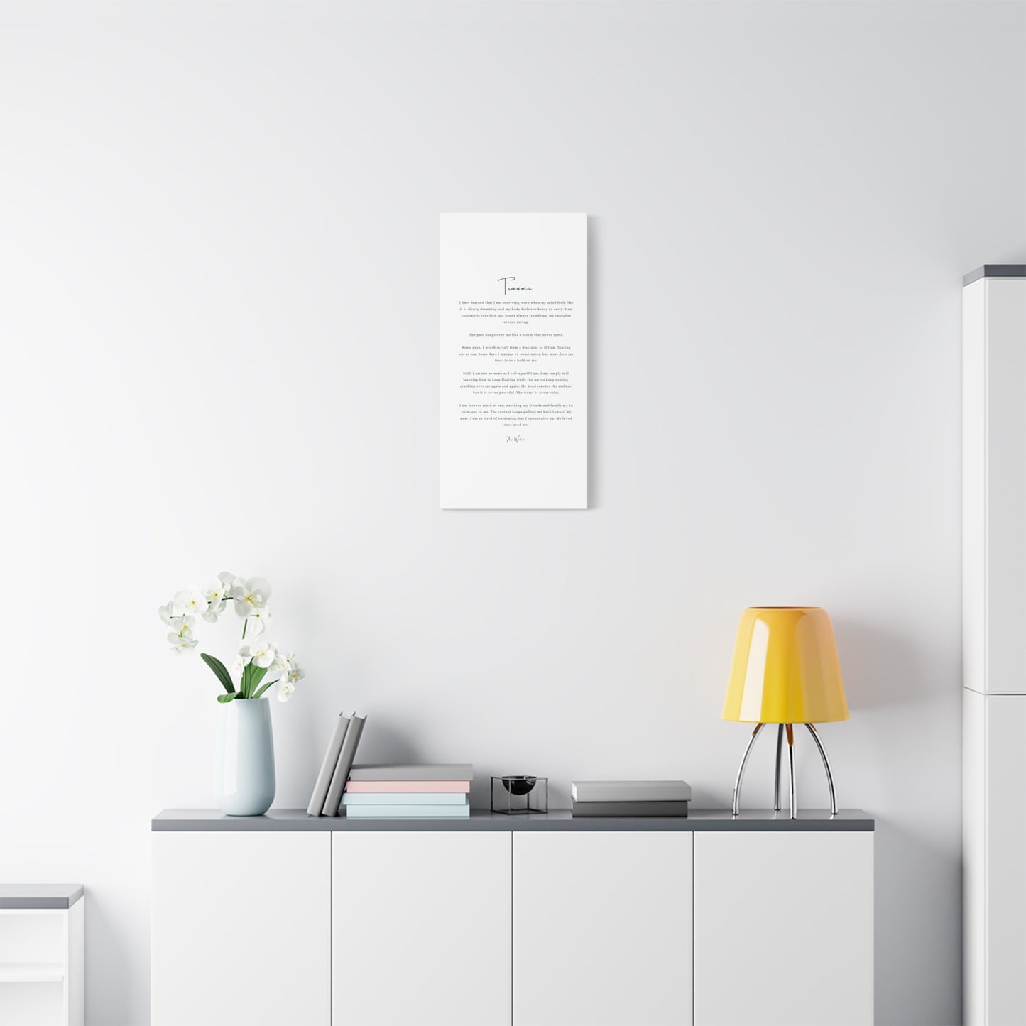 Trauma-Gedicht mattes Leinwandbild – aufgespannt, 3,18 cm Wandkunst
