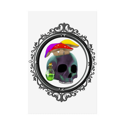 Mushroom Skull Unframed Poster – Gothic Psychedelic Wall Art