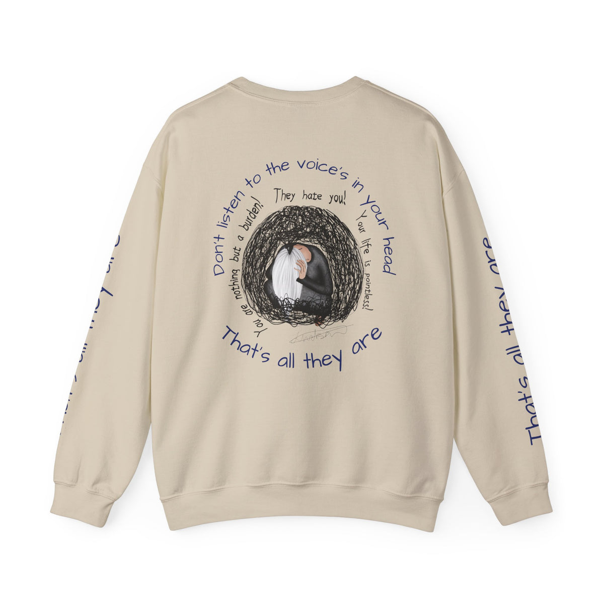 Don't Listen to the Voices Illustrated Crewneck