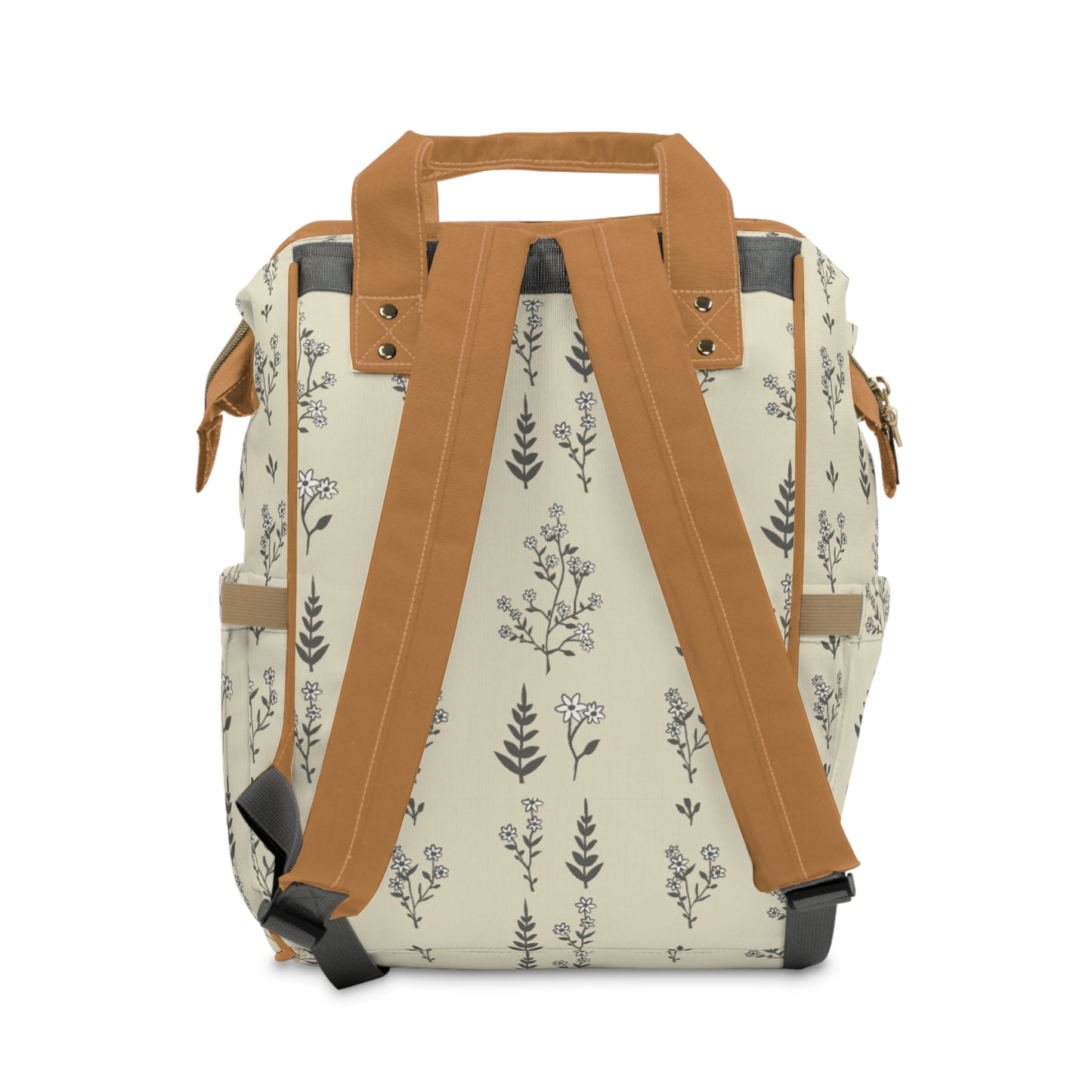 Floral Print Diaper Backpack — Multifunctional Baby Bag with Changing Mat