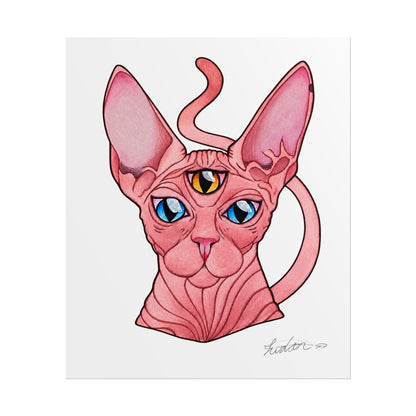 Pink Three-Eyed Cat Rolled Poster