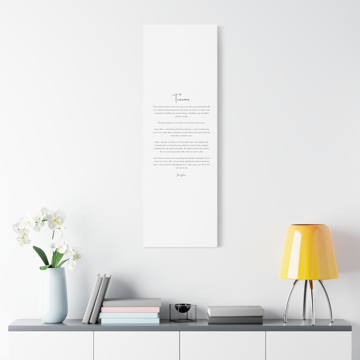 Trauma-Gedicht mattes Leinwandbild – aufgespannt, 3,18 cm Wandkunst