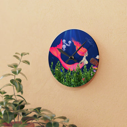 Mermaid Round Acrylic Wall Clock
