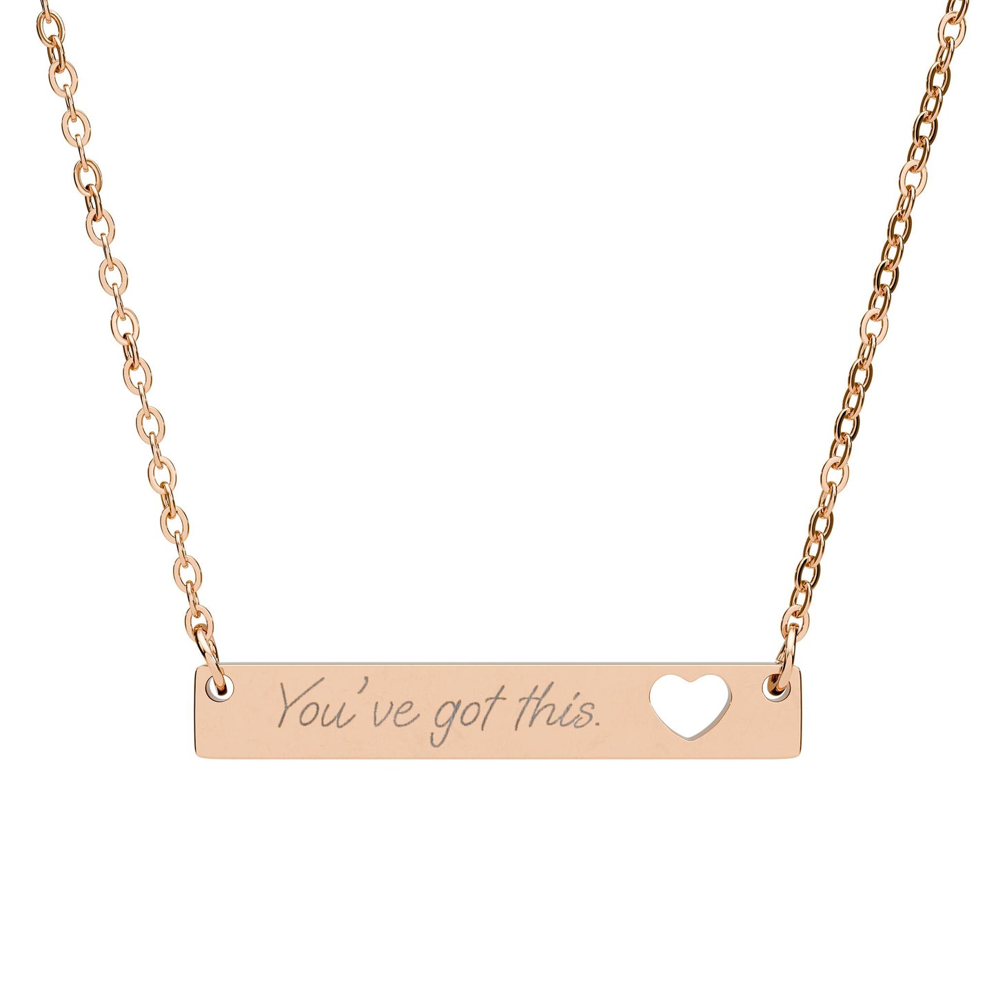 Halskette mit Anhänger – Herz-Cutout – Gravur „You’ve Got This“ – Inspirierender Schmuck