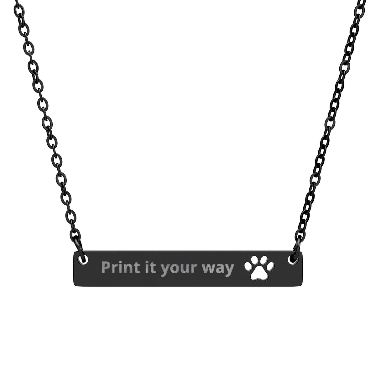 Cutout Paw Bar Necklace (Engraving)