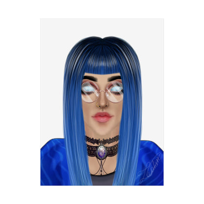 Blue-Haired Gothic Woman Unframed Poster