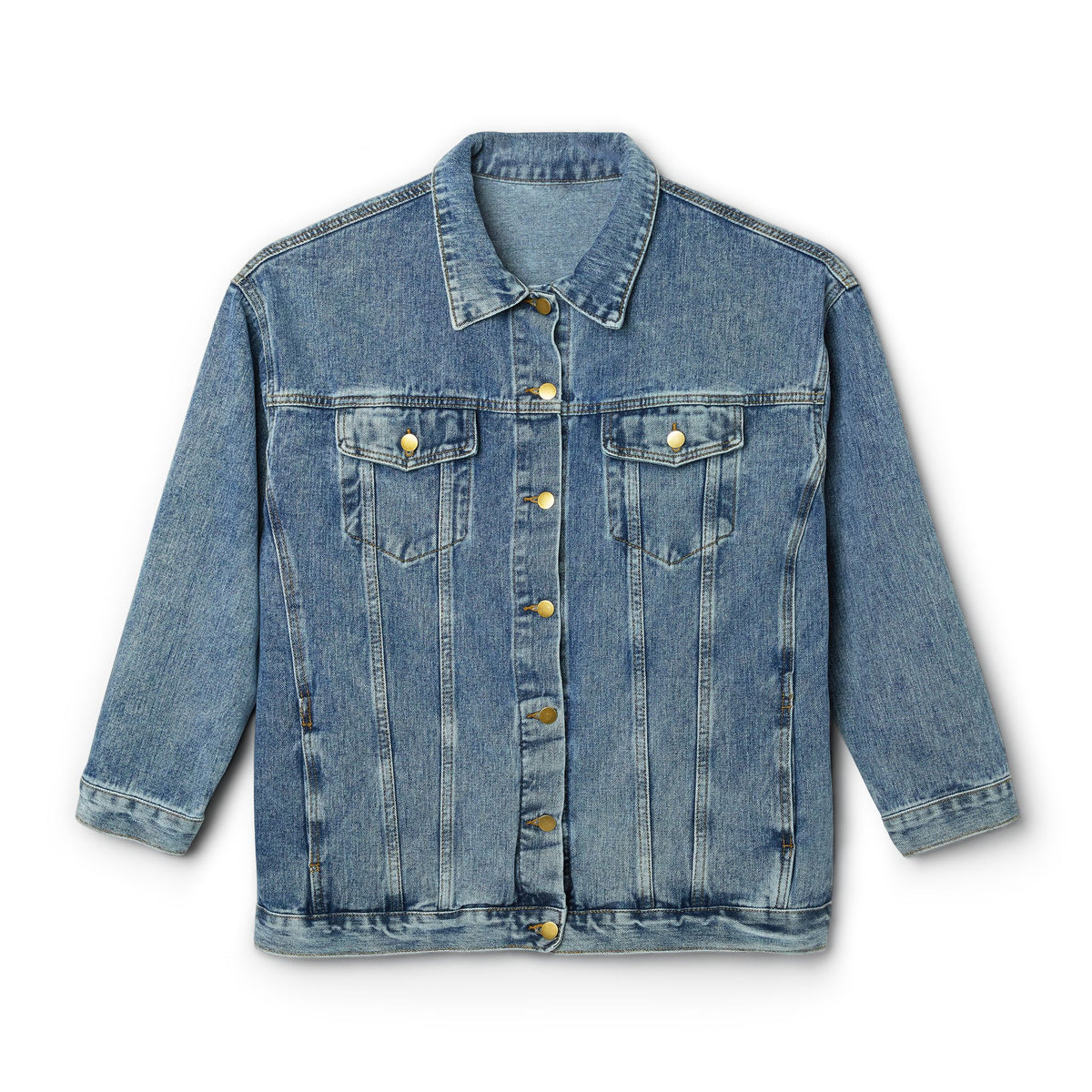 Women's Denim Jacket with Pink Sphynx Cat Patch