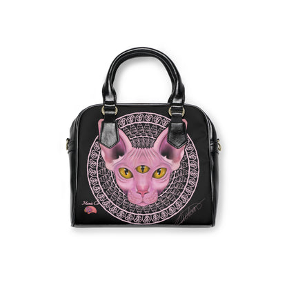 Three Eyed Cat Shoulder Handbag