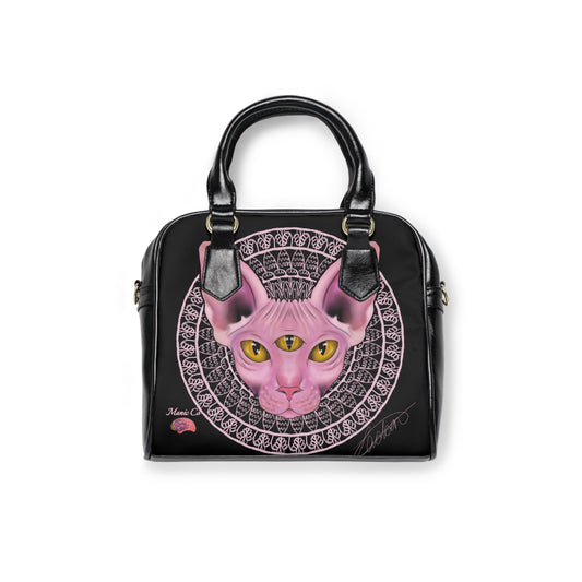 Three Eyed Cat Shoulder Handbag