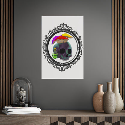 Mushroom Skull Unframed Poster – Gothic Psychedelic Wall Art