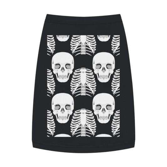 Haustier-Tanktop mit Totenkopf und Rippen – Gothic Halloween Hunde-Shirt