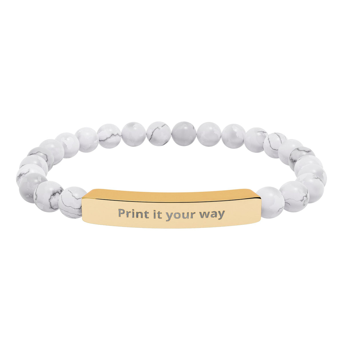 Natural Stone Stretch Bar Bracelet (Engraving)
