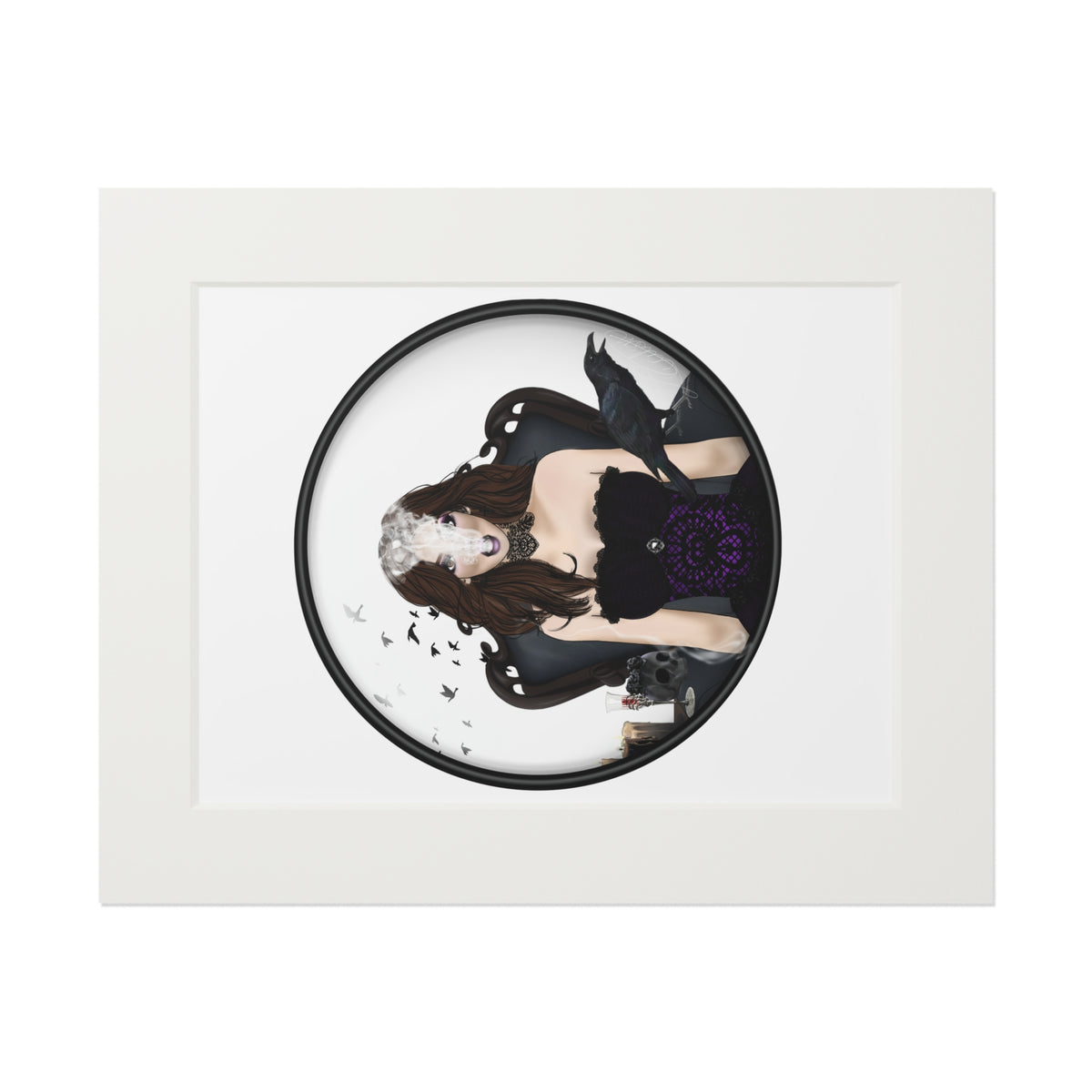 Raven Fine Art Print with Paper Mat Frame