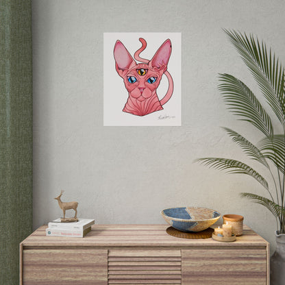 Pink Three-Eyed Cat Rolled Poster
