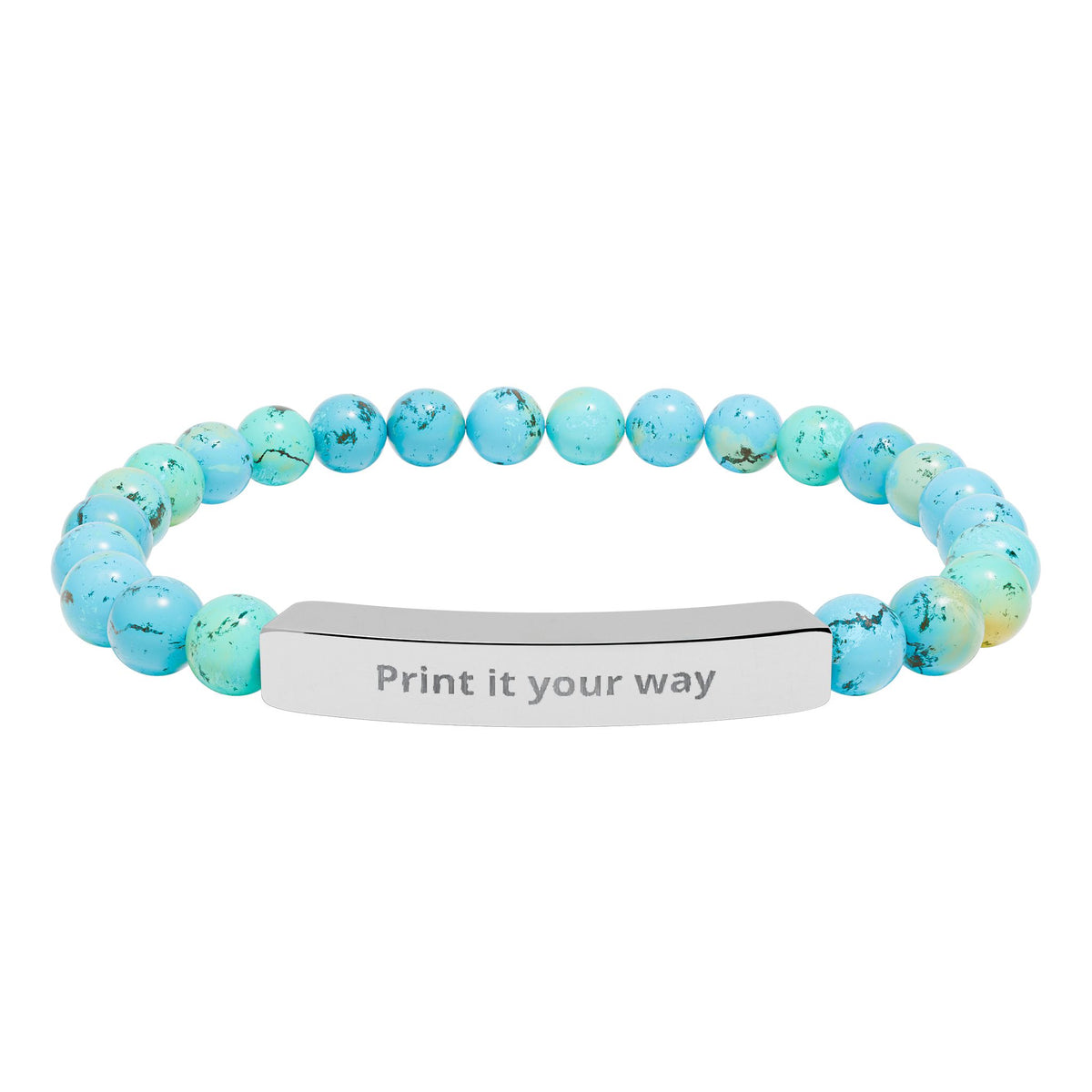 Natural Stone Stretch Bar Bracelet (Engraving)