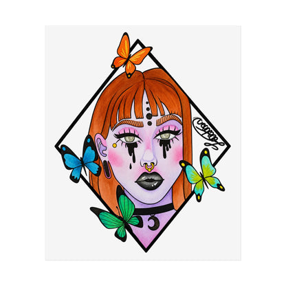 Vibrant Gothic Butterfly Woman Wall Art