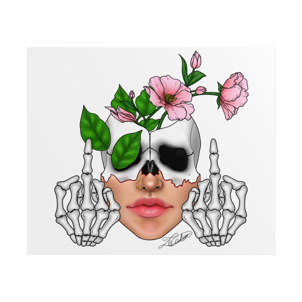 Floral Skull Gothic Art Print