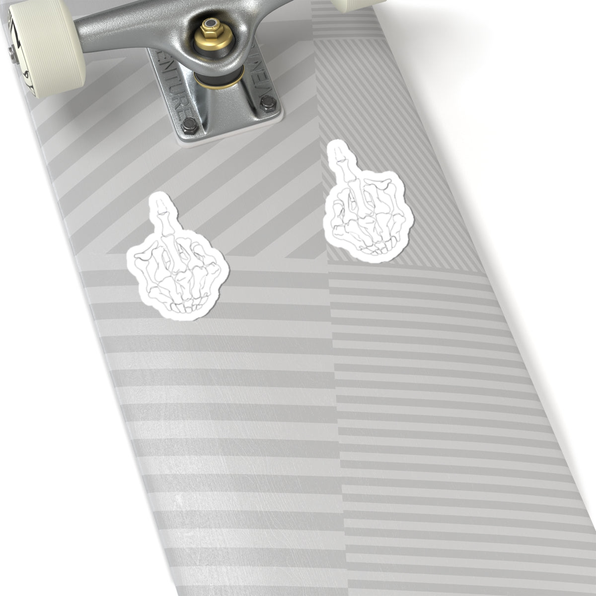 Skeleton Middle Finger Kiss-Cut Sticker — Skull Hand Flip-Off Decal (Pack)