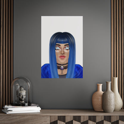 Blue-Haired Gothic Woman Unframed Poster