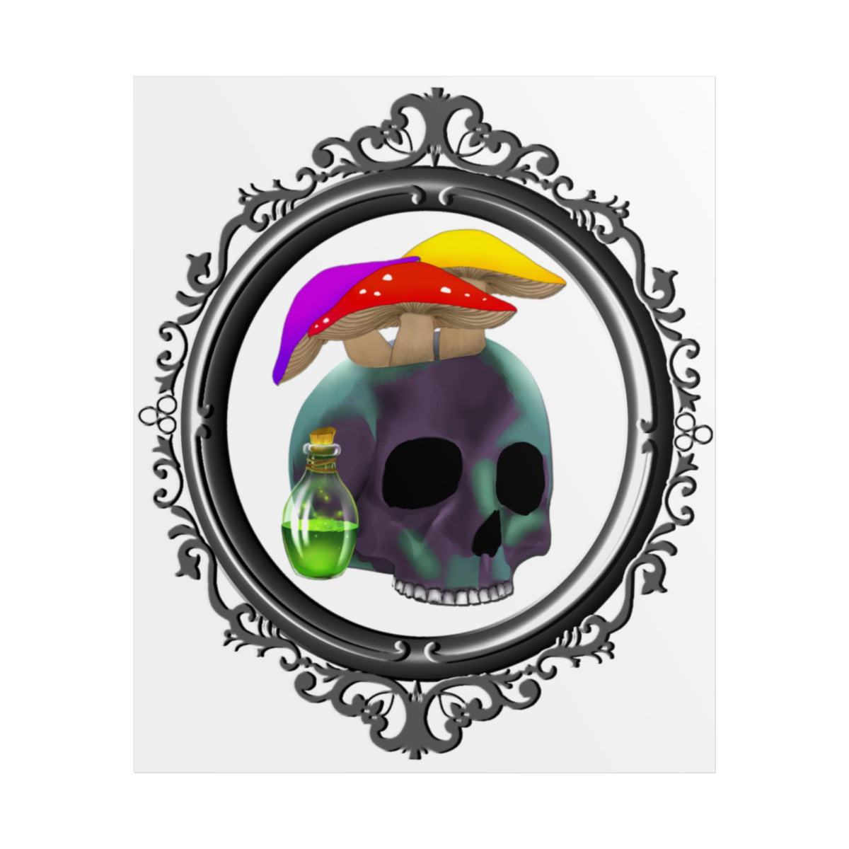 Mushroom Skull Unframed Poster – Gothic Psychedelic Wall Art