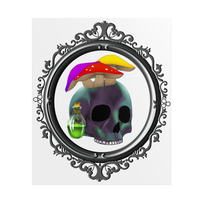 Mushroom Skull Unframed Poster – Gothic Psychedelic Wall Art