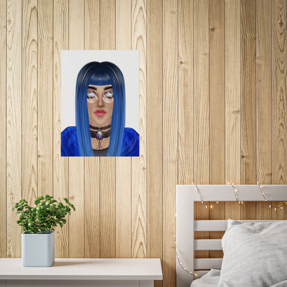 Blue-Haired Gothic Woman Unframed Poster