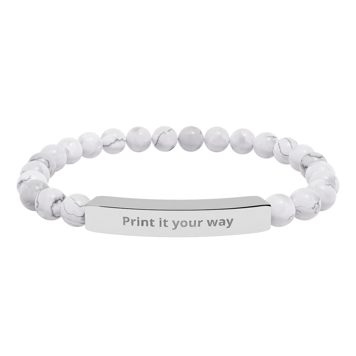 Natural Stone Stretch Bar Bracelet (Engraving)