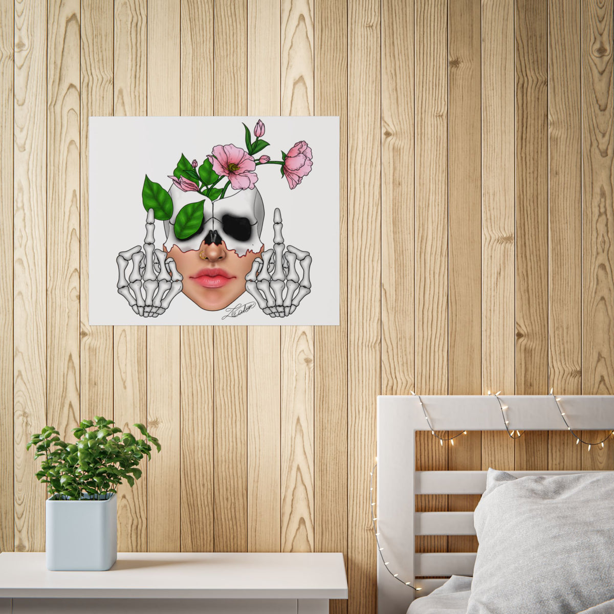 Floral Skull Gothic Art Print