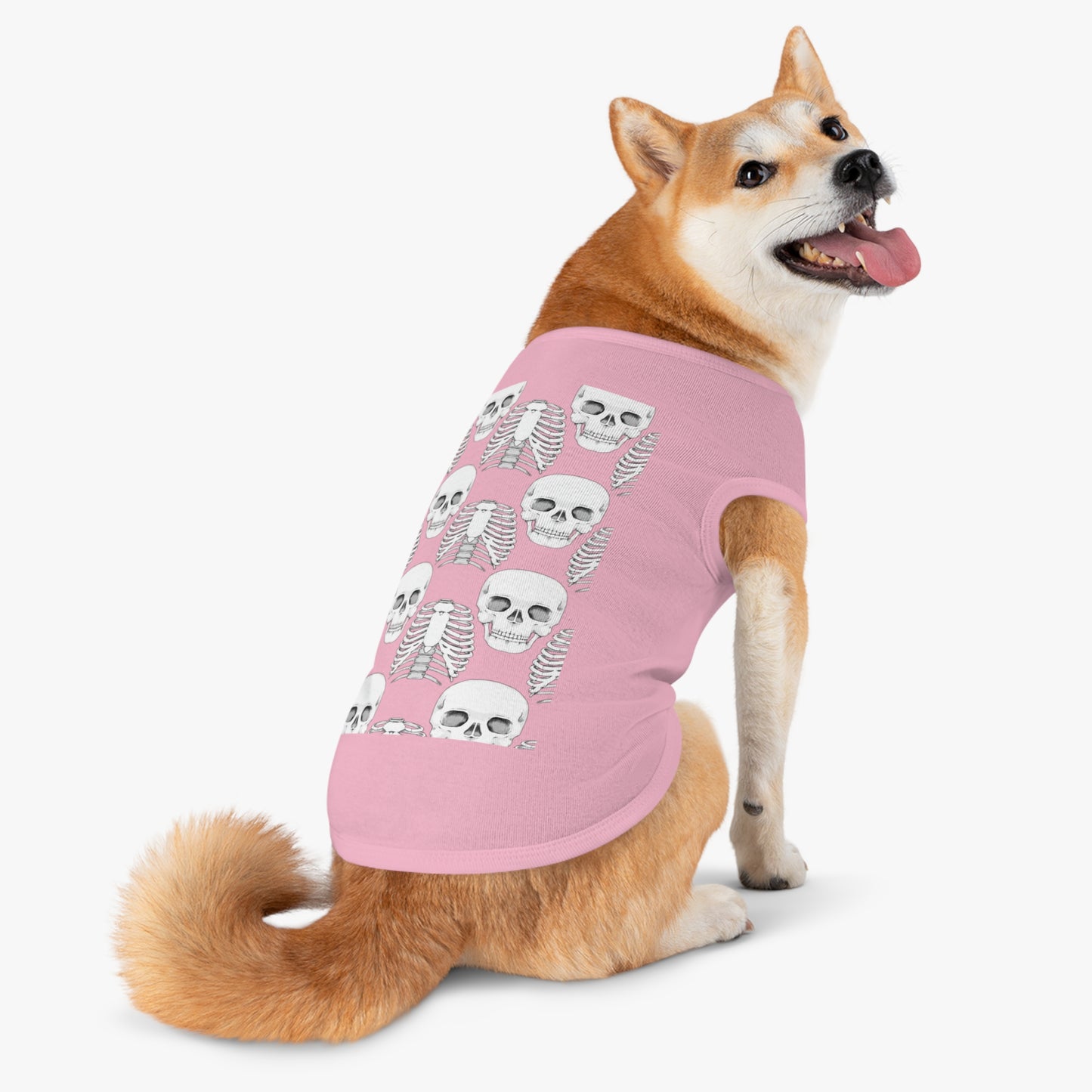 Skull & Ribcage Pet Tank Top — Gothic Halloween Dog Shirt