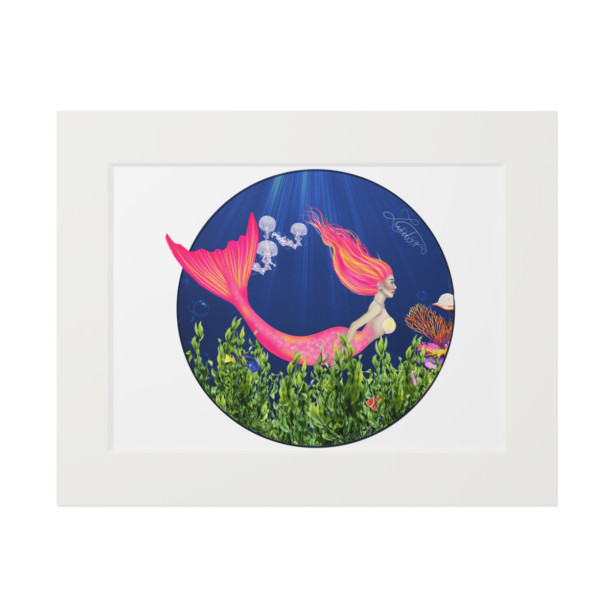 Mermaid Fine Art Print with Paper Mat Frame