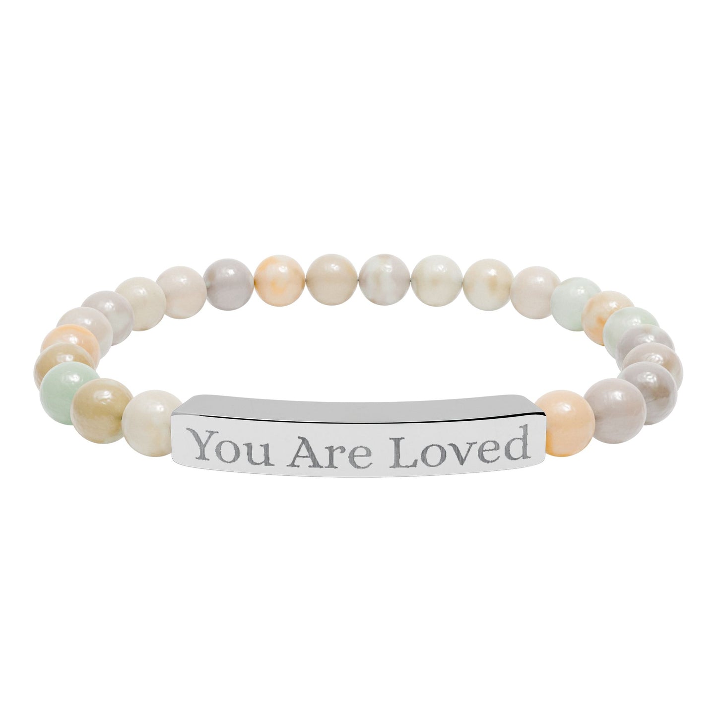 Natural Stone Stretch Bar Bracelet (Engraving)