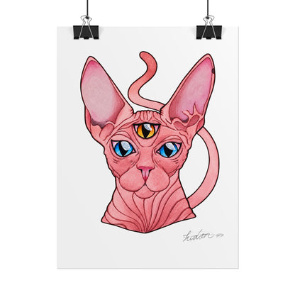 Pink Three-Eyed Cat Rolled Poster