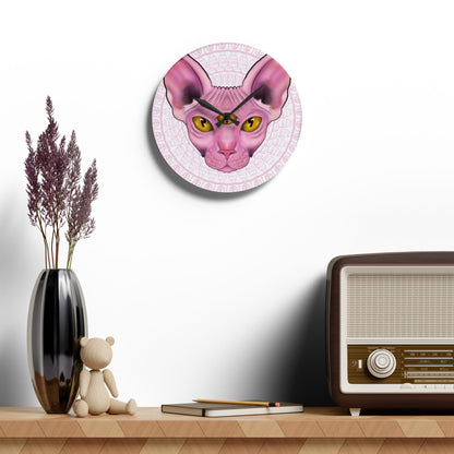 Three-Eyed Cat Round Acrylic Wall Clock
