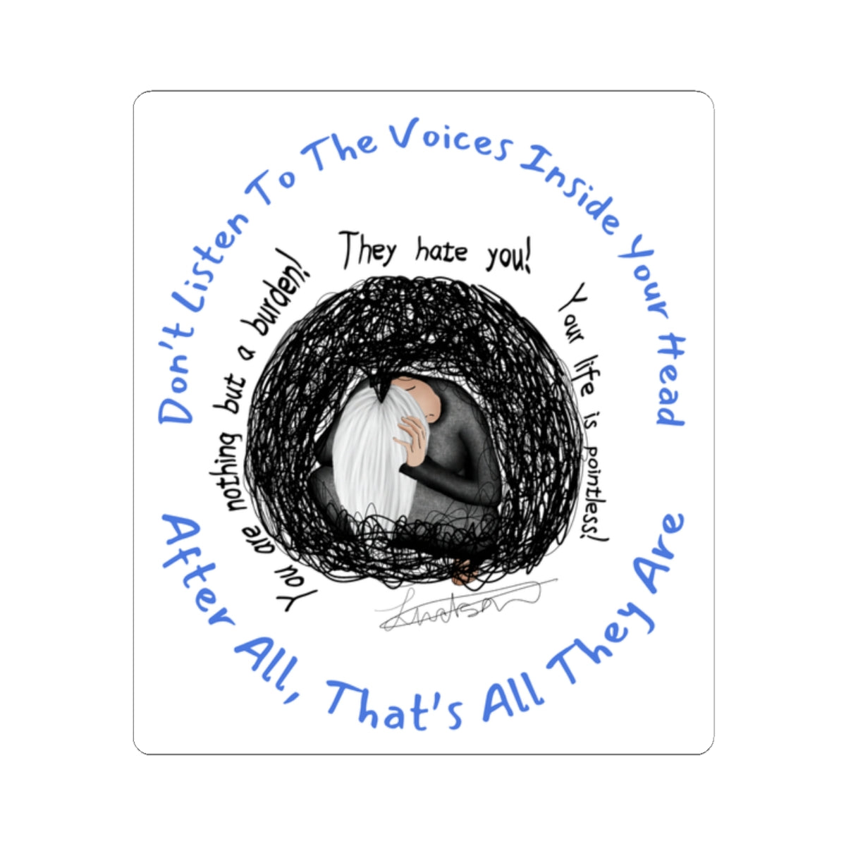 Dark Thoughts Mental Health Artwork Sticker