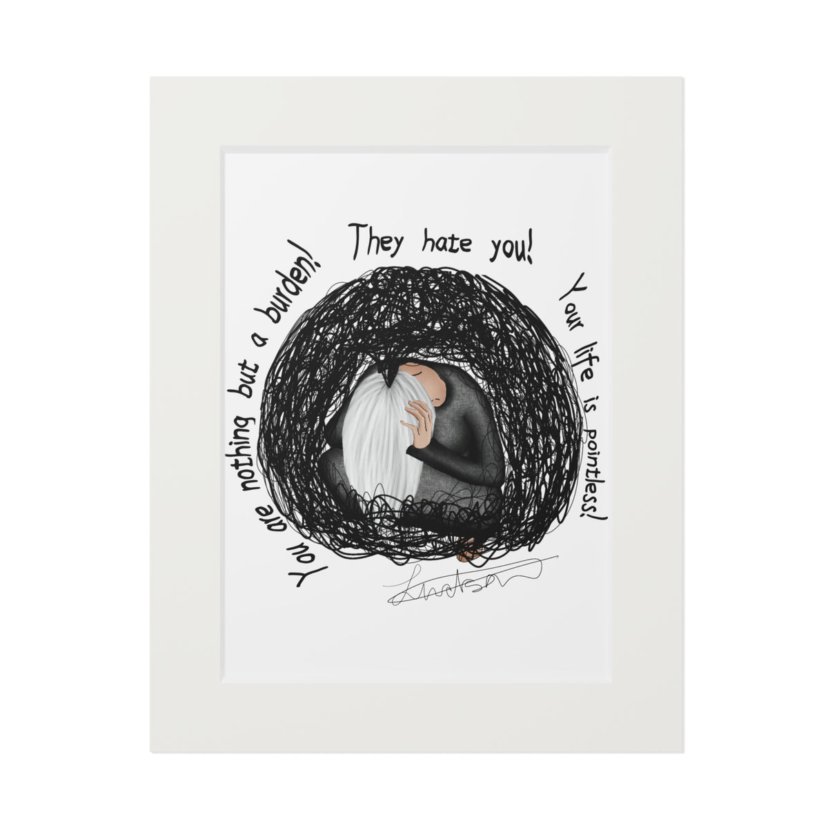 Depression Art Print with Paper Mat Frame